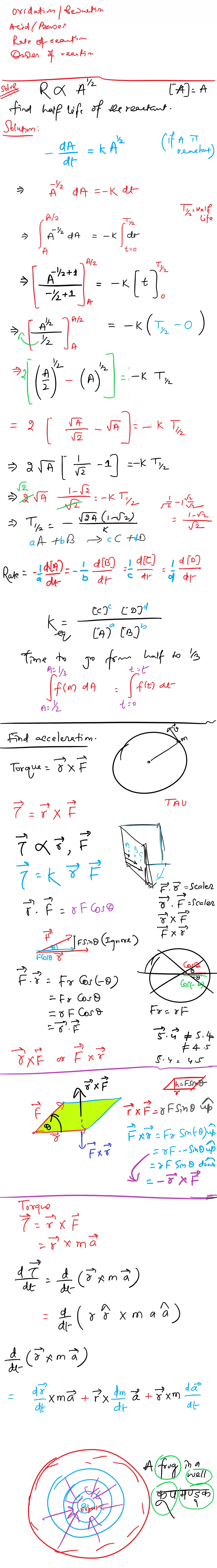 A real XcelVations lesson note linking calculus, rate of reaction and vectors